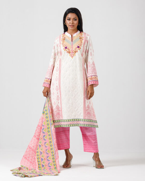 Spring Pink Embroidered Pure Cotton- AD00