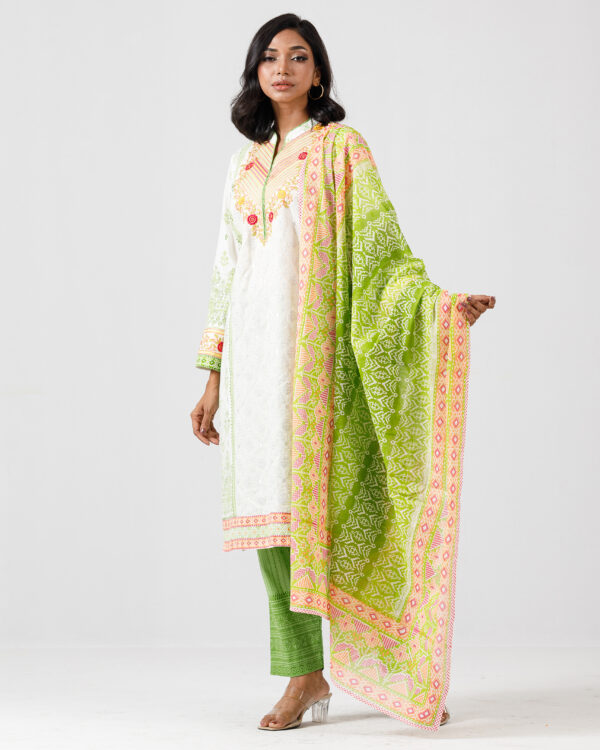 Spring Green Embroidered Pure Cotton- AD00
