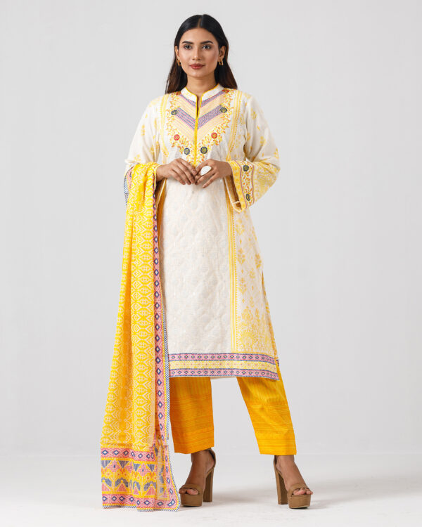 Spring Orange Embroidered Pure Cotton- AD00