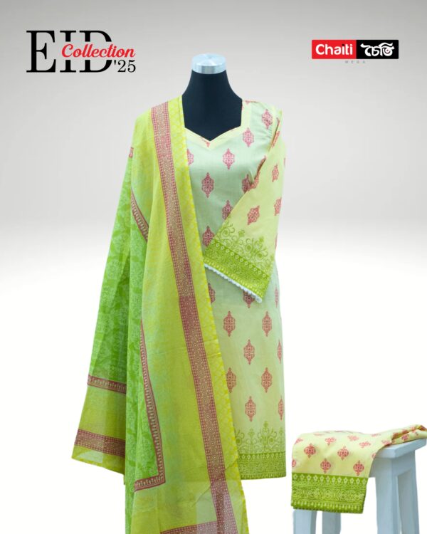 Lime Premium Pure Cotton Three Piece - Image 3