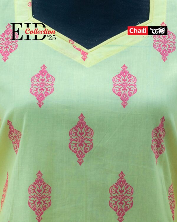 Lime Premium Pure Cotton Three Piece - Image 4