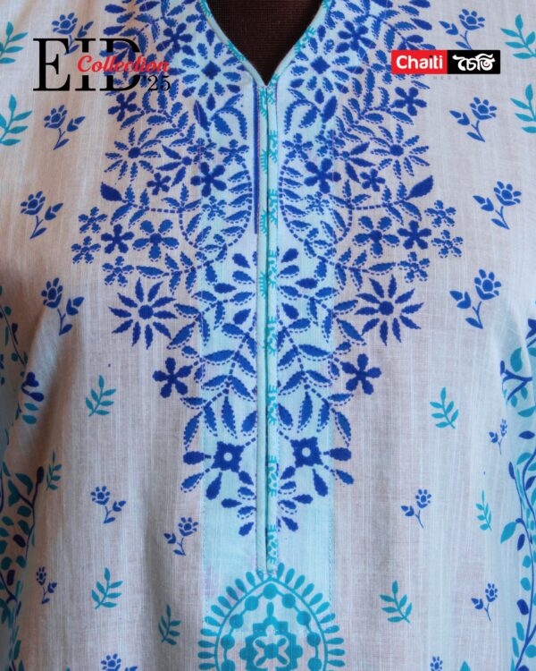 Sky Blue Premium Loom Cotton Three Piece - Image 3