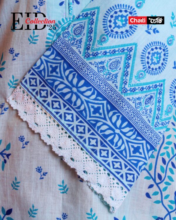 Sky Blue Premium Loom Cotton Three Piece - Image 2