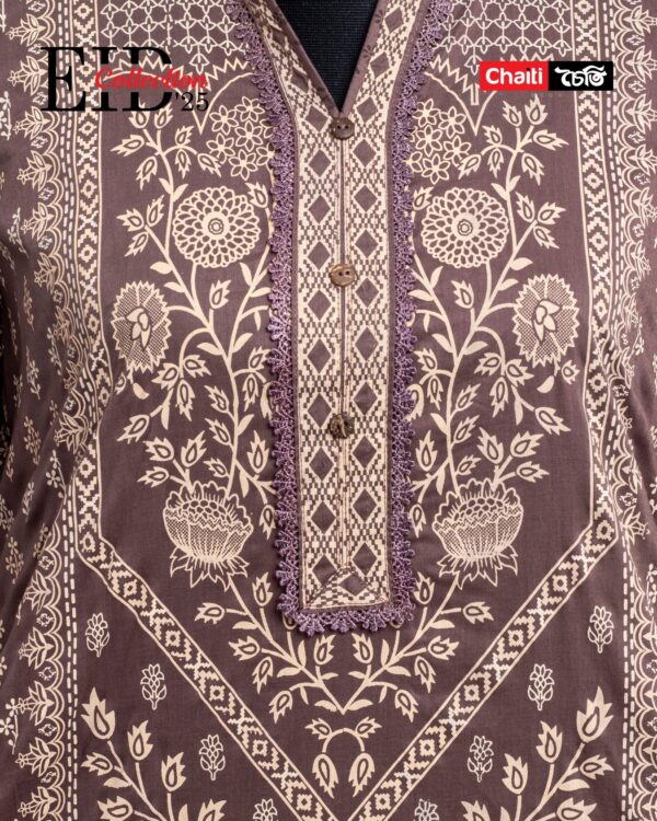 Biscuit Brown Chaiti Printed Pure Cotton Three Piece - Image 2