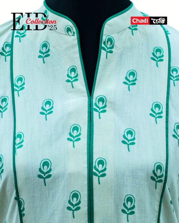 Festive Summer Exclusive Green Loom Cotton Three Piece - Image 3