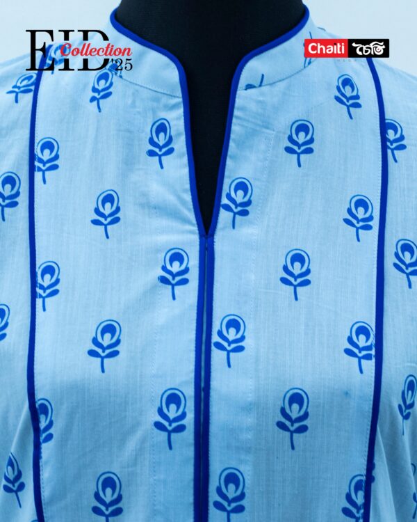 Festive Summer Exclusive Blue Loom Cotton Three Piece - Image 3