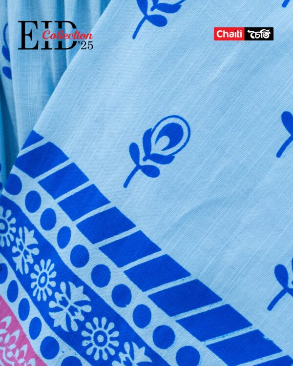 Festive Summer Exclusive Blue Loom Cotton Three Piece - Image 2